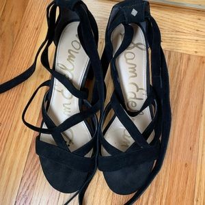 MOVING SALE Black suede tie up Sam Edelman heels